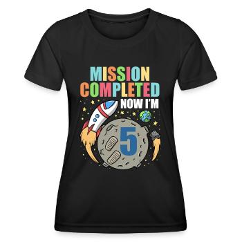 Space Birthday 5 Astronaut Planeten Raketenschiff - Frauen Funktions-T-Shirt - Schwarz - Vorne - AI Model Female 172 light (172cm)