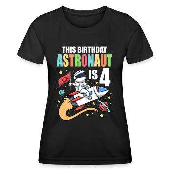 Space Birthday 4 Astronaut Planeten Raketenschiff - Frauen Funktions-T-Shirt - Schwarz - Vorne - AI Model Female 172 light (172cm)