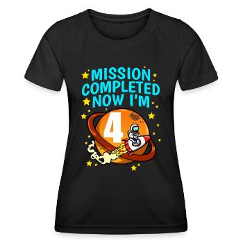 Space Birthday 4 Astronaut Planeten Raketenschiff - Frauen Funktions-T-Shirt - Schwarz - Vorne - AI Model Female 172 light (172cm)
