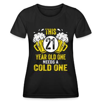 Men Beer Birthday Funny 21 Year Old Beer Lover - Women's Functional T-Shirt - black - Front - AI Model Female 172 light (172cm)