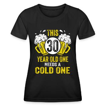 Men Beer Birthday Funny 30 Year Old Beer Lover - Women's Functional T-Shirt - black - Front - AI Model Female 172 light (172cm)