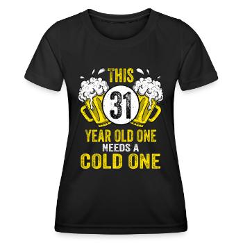 Men Beer Birthday Funny 31 Year Old Beer Lover - Women's Functional T-Shirt - black - Front - AI Model Female 172 light (172cm)