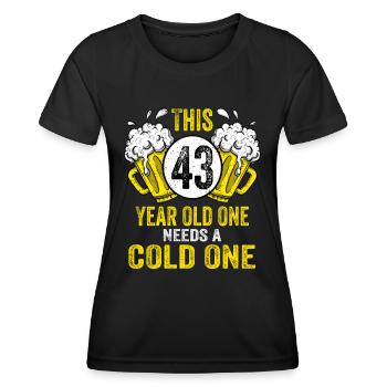 Men Beer Birthday Funny 43 Year Old Beer Lover - Women's Functional T-Shirt - black - Front - AI Model Female 172 light (172cm)