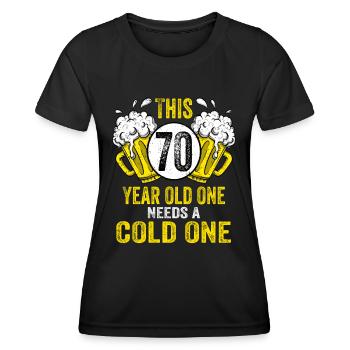 Men Beer Birthday Funny 70 Year Old Beer Lover - Women's Functional T-Shirt - black - Front - AI Model Female 172 light (172cm)