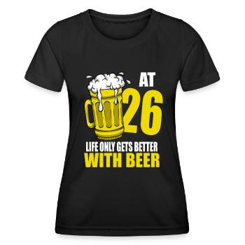 Men Beer Birthday Funny 26 Year Old Beer Lover - Women's Functional T-Shirt - black - Front - AI Model Female 172 light (172cm)