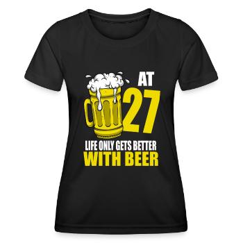 Men Beer Birthday Funny 27 Year Old Beer Lover - Women's Functional T-Shirt - black - Front - AI Model Female 172 light (172cm)