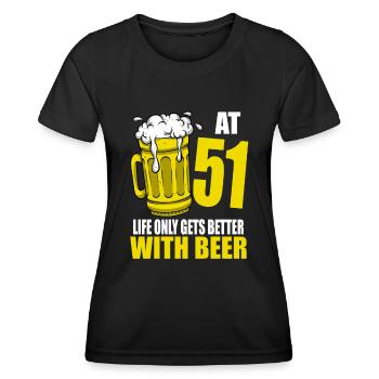 Men Beer Birthday Funny 51 Year Old Beer Lover - Women's Functional T-Shirt - black - Front - AI Model Female 172 light (172cm)