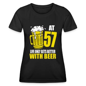 Men Beer Birthday Funny 57 Year Old Beer Lover - Women's Functional T-Shirt - black - Front - AI Model Female 172 light (172cm)