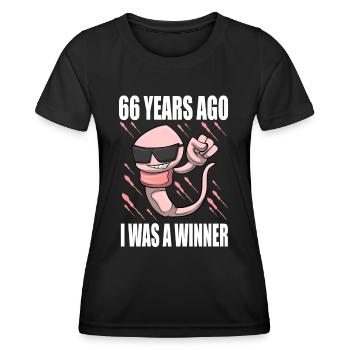 Mann Sperma Geburtstag 66 Jahre alt - Frauen Funktions-T-Shirt - Schwarz - Vorne - AI Model Female 172 light (172cm)