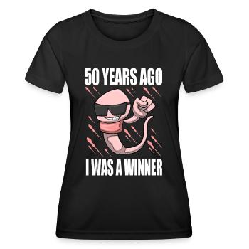 Mann Sperma Geburtstag 50 Jahre alt - Frauen Funktions-T-Shirt - Schwarz - Vorne - AI Model Female 172 light (172cm)