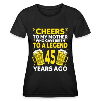 Men Beer Birthday Funny 45 Year Old Beer Lover - Women's Functional T-Shirt - black - Front - AI Model Female 172 light (172cm)