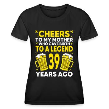 Men Beer Birthday Funny 39 Year Old Beer Lover - Women's Functional T-Shirt - black - Front - AI Model Female 172 light (172cm)