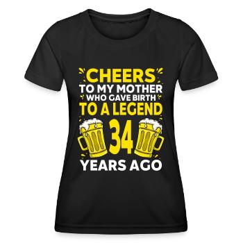Men Beer Birthday Funny 34 Year Old Beer Lover - Women's Functional T-Shirt - black - Front - AI Model Female 172 light (172cm)