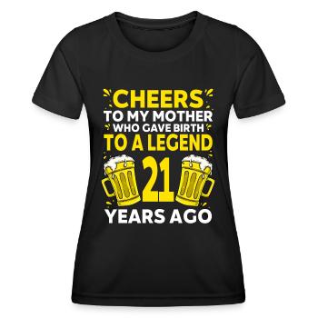 Men Beer Birthday Funny 21 Year Old Beer Lover - Women's Functional T-Shirt - black - Front - AI Model Female 172 light (172cm)