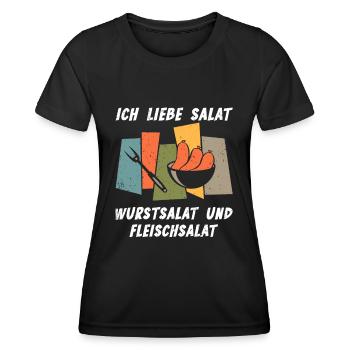 Ich Liebe Salat Wurstsalat Anti Vegan Fleischesser - Frauen Funktions-T-Shirt - Schwarz - Vorne - AI Model Female 172 light (172cm)
