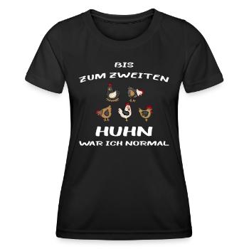 Drôles de poulets Jusqu’au deuxième poulet, j’étais normal - T-shirt sport Femme - noir - Devant - AI Model Female 172 light (172cm)