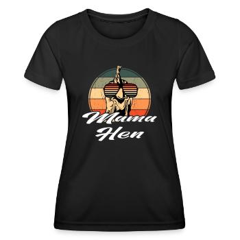 Rétro Lunettes de soleil Poulet Mama Poule lettrage - T-shirt sport Femme - noir - Devant - AI Model Female 172 light (172cm)