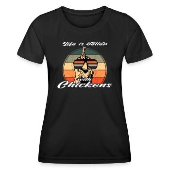 Retro Sunglasses Chicken Life better with chickens - Women's Functional T-Shirt - black - Front - AI Model Female 172 light (172cm)