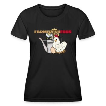 L’arrosage de poulet vintage peut faire ferme des œufs frais - T-shirt sport Femme - noir - Devant - AI Model Female 172 light (172cm)