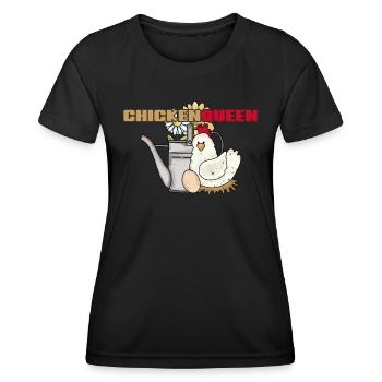 Vintage Chicken Watering Can Chicken Queen - Women's Functional T-Shirt - black - Front - AI Model Female 172 light (172cm)