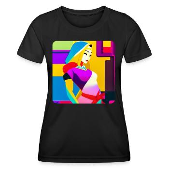Colorful woman in retro pop art design - Women's Functional T-Shirt - black - Front - AI Model Female 172 light (172cm)