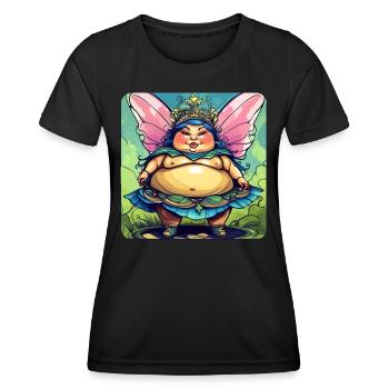 Cute fat fairy with wings - Women's Functional T-Shirt - black - Front - AI Model Female 172 light (172cm)