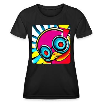Verrückte Ente in bunten Farben - Frauen Funktions-T-Shirt - Schwarz - Vorne - AI Model Female 172 light (172cm)