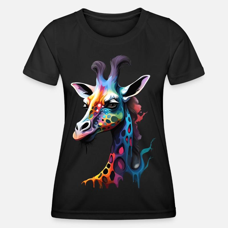 Giraffe, colorful - Women's Functional T-Shirt - black