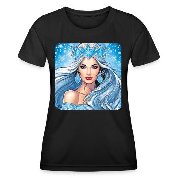 Winter Eiskönigin mit Eiskristallen - Frauen Funktions-T-Shirt - Schwarz - Vorne - AI Model Female 172 light (172cm)