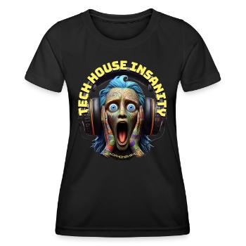 TECH HOUSE INSANITY - Funny Dude with Headphones! - Women's Functional T-Shirt - black - Front - AI Model Female 172 light (172cm)