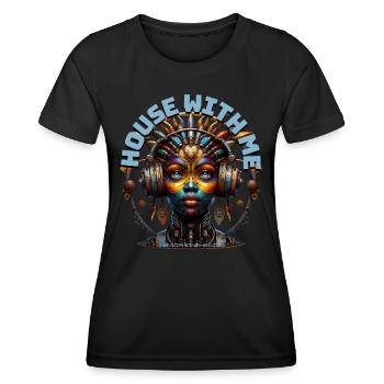 HOUSE WITH ME - Cool Woman with Headphones! - Women's Functional T-Shirt - black - Front - AI Model Female 172 light (172cm)
