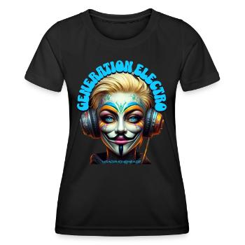 GENERATION ELECTRO - Cool She/He with Headphones! - Women's Functional T-Shirt - black - Front - AI Model Female 172 light (172cm)
