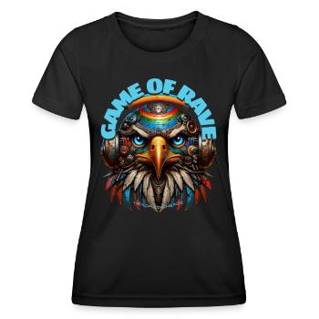 GAME OF RAVE - Cool Eagle with Headphones! - Women's Functional T-Shirt - black - Front - AI Model Female 172 light (172cm)