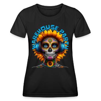 WAREHOUSE PARTY - Cool Sunflower with Headphones! - Women's Functional T-Shirt - black - Front - AI Model Female 172 light (172cm)