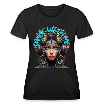 DANCE WITH ME - Cool Woman with Headphones! - Women's Functional T-Shirt - black - Front - AI Model Female 172 light (172cm)