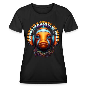 HOUSE IS A STATE OF MIND - Clownfish & Headphones! - Women's Functional T-Shirt - black - Front - AI Model Female 172 light (172cm)