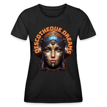 DISCOTHEQUE DREAMS - Cool Princess with Headphones - Women's Functional T-Shirt - black - Front - AI Model Female 172 light (172cm)