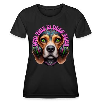 OMD THIS IS DEEP TECH -Cute Beagle with Headphones - Women's Functional T-Shirt - black - Front - AI Model Female 172 light (172cm)