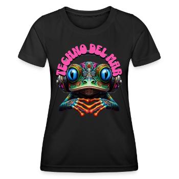 TECHNO DEL MAR - Cute Frog with Headphones! - Women's Functional T-Shirt - black - Front - AI Model Female 172 light (172cm)