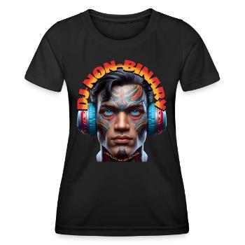 DJ NON-BINARY - Cool Human with Headphones! - Women's Functional T-Shirt - black - Front - AI Model Female 172 light (172cm)