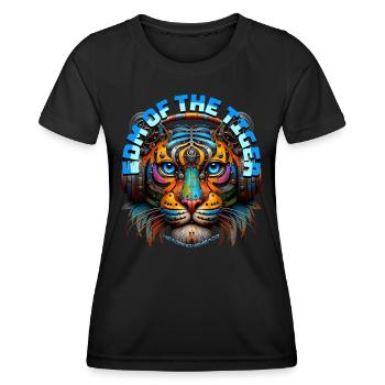 EDM OF THE TIGER - Cool Big Cat with Headphones! - Women's Functional T-Shirt - black - Front - AI Model Female 172 light (172cm)