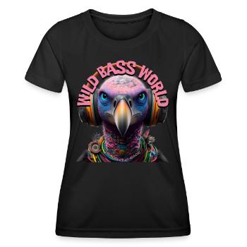 WILD BASS WORLD - Cool Vulture with Headphones! - Women's Functional T-Shirt - black - Front - AI Model Female 172 light (172cm)