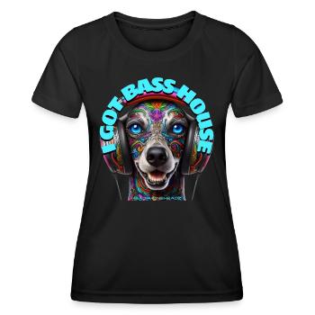 I GOT BASS HOUSE - Cute Poodle with Headphones! - Women's Functional T-Shirt - black - Front - AI Model Female 172 light (172cm)