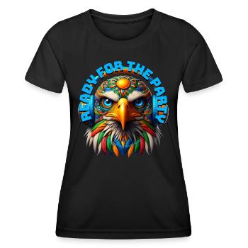 READY FOR THE PARTY - Cool Eagle with Headphones! - Women's Functional T-Shirt - black - Front - AI Model Female 172 light (172cm)