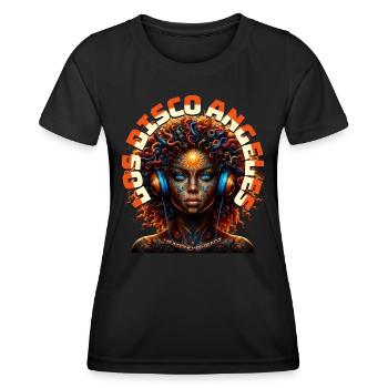 LOS DISCO ANGELES - Cool Woman with Headphones! - Women's Functional T-Shirt - black - Front - AI Model Female 172 light (172cm)
