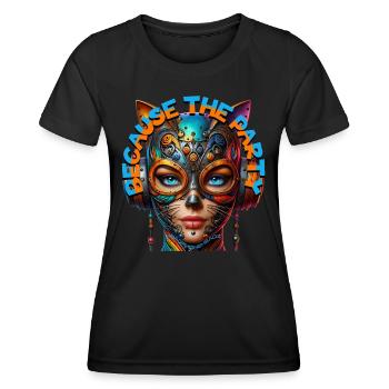 BECAUSE THE PARTY - Cool Woman with Headphones! - Women's Functional T-Shirt - black - Front - AI Model Female 172 light (172cm)