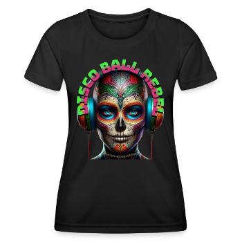 DISCO BALL REBEL - Cool Human with Headphones! - Women's Functional T-Shirt - black - Front - AI Model Female 172 light (172cm)