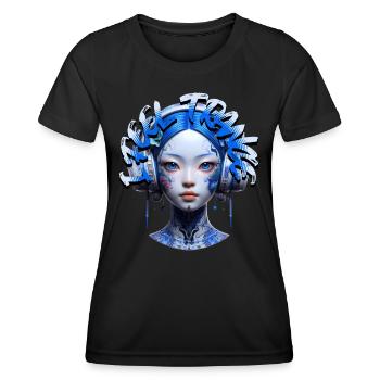 I FEEL TRANCE - Cool Human with Headphones! - Women's Functional T-Shirt - black - Front - AI Model Female 172 light (172cm)