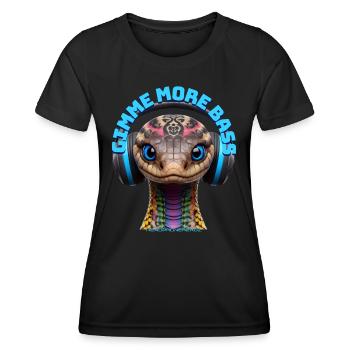 GIMME MORE BASS – Cool King Cobra with Headphones! - Women's Functional T-Shirt - black - Front - AI Model Female 172 light (172cm)