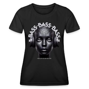 BASS BASS BASS - Cool Human with Headphones! - Women's Functional T-Shirt - black - Front - AI Model Female 172 light (172cm)